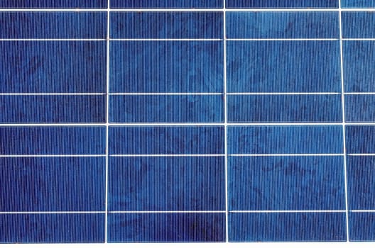 Closeup of solar panel and polycrystalline photovoltaic cells
