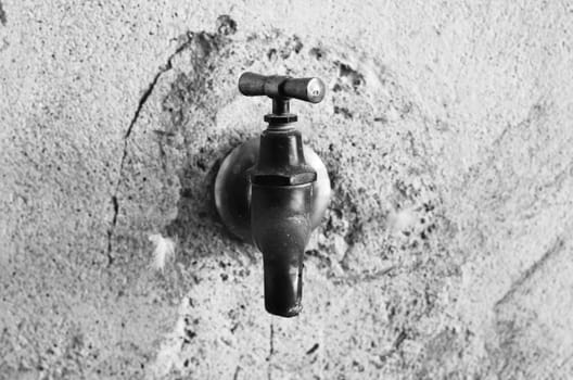 Old dirty metal rusty sink black and white theme