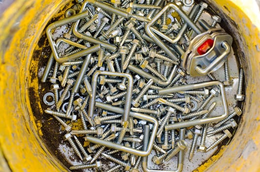 Closeup of nuts and screws