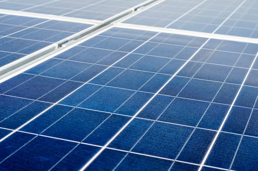 Closeup of solar panels and polycrystalline photovoltaic cells