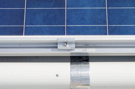 Closeup of solar panel and polycrystalline photovoltaic cells