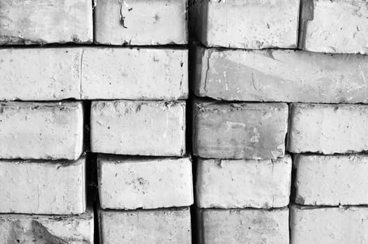 Pile of old bricks black and white theme