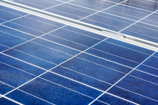 Closeup of solar panel and polycrystalline photovoltaic cells