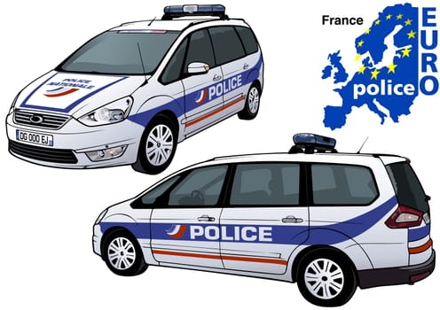 France Police Car - Colored Illustration from Series Europol