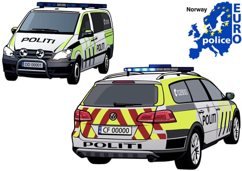 Norway Police Car - Colored Illustration from Series Europol