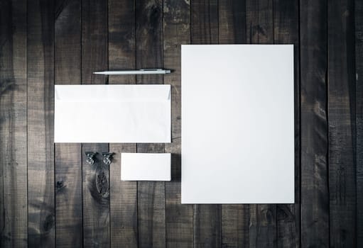 Blank stationery set. Top view.