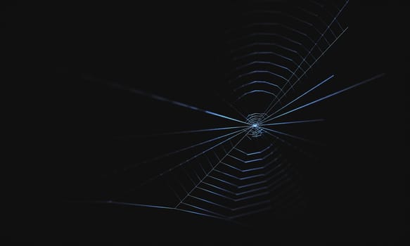 3D illustration. Spider web on black background.