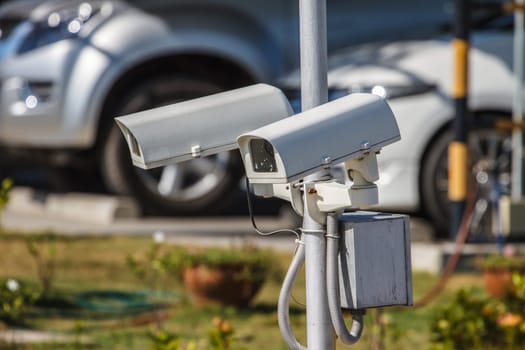 CCTV security camera outdoor at car park