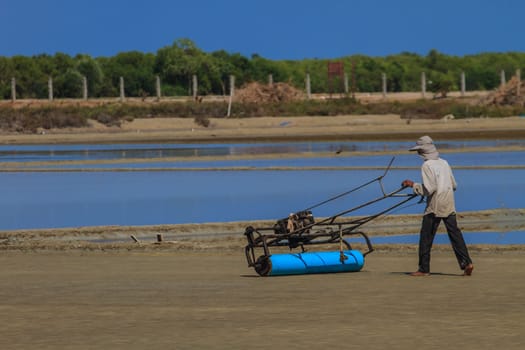 the man working car roller in Salt farmers