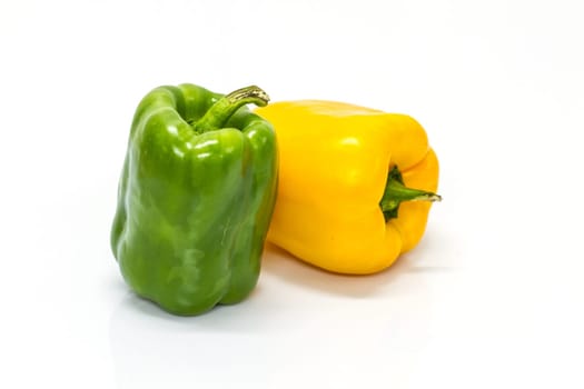 colored peppers over white background, Fresh vegetables sweet Peppers or Bell peppers