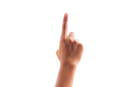close up of woman hands on white background