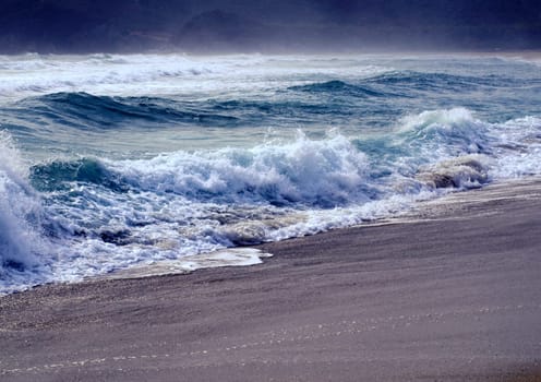 Big breakers at a beach in Sardinia