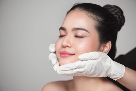 Facial beauty. Beautiful Woman before Plastic Surgery Operation Cosmetology.