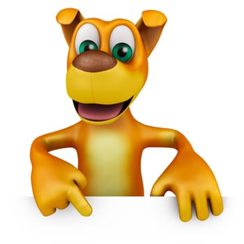 The dog is pointing down. 3d render.