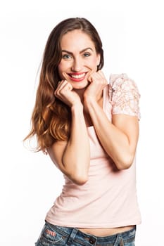 Portrait of an attractive woman, isolated on white