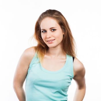 Portrait of a young woman, isolated on white