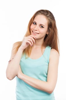 Portrait of a smiling woman, isolated on white
