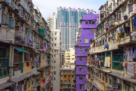 hong kong public slum estate at day