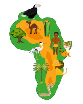 Living nature and plants of the continent africa on white background