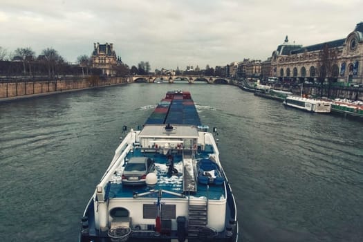 Mercantile barque on Seine river