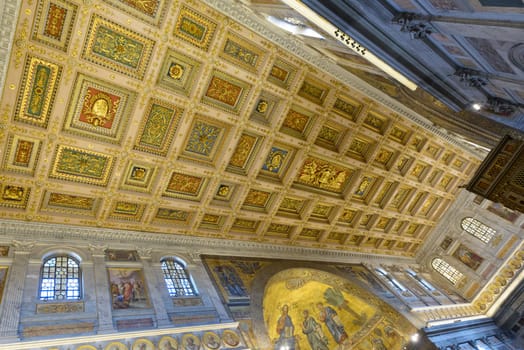 Rome, Italy - August 02, 2015: the ceiling in Saint Paolo (Paul) church in Rome Italy