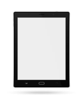 Realistic tablet pc computer gadget with blank screen isolated on white background. Vector illustration.