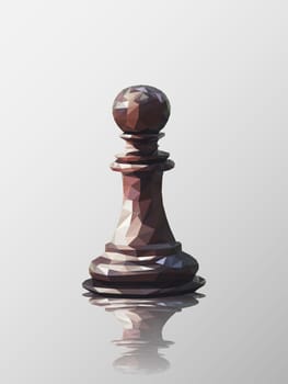Low poly 3d design of pawn chess piece. Vector triangulation with reflection.