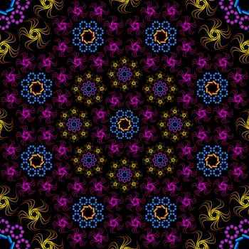 Floral seamless pattern. Fractal traditional texture with geometric ornamental shapes. Vector trendy illustration.