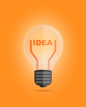 Creative idea text inside a bulb, as inspiration concept. Vector design element.