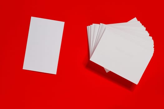 Business cards on red