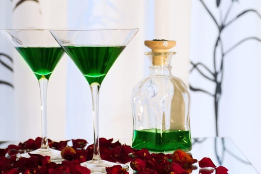Still life with 2 cocktail glasses