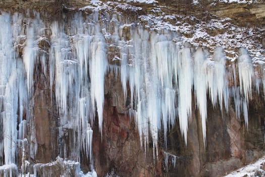 Icicles on the steep slope