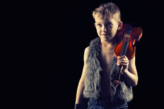 modern boy with his violin