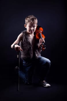 modern boy with his violin