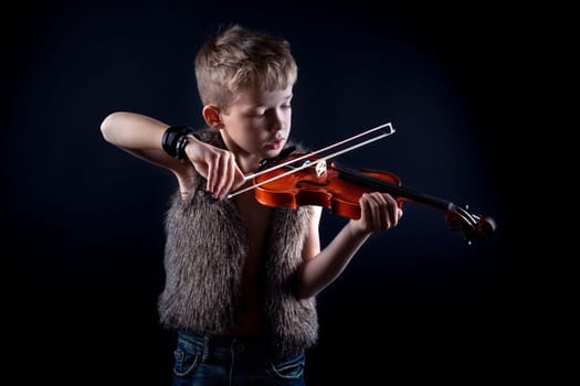 modern boy with his violin