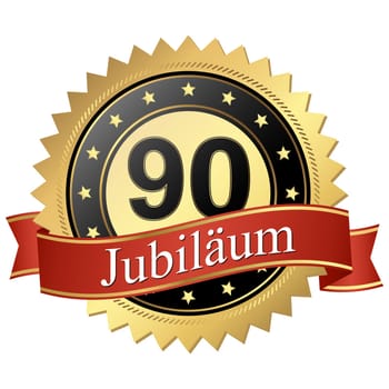 Jubilee button with banners german - 90 years