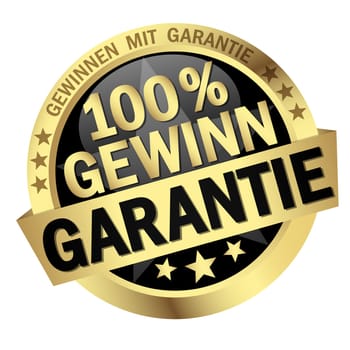 Button with banner and text 100% profit guarantee