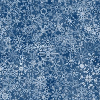 seamless abstract pattern with white snowflakes on blue background