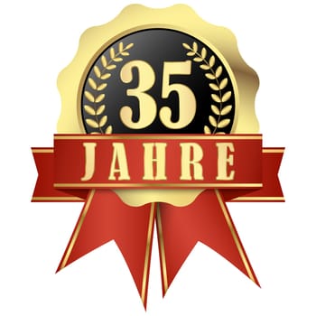 Jubilee button with banner and ribbons for 35 years (in german)