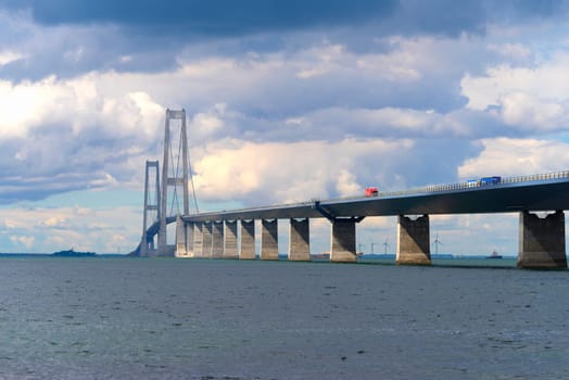 The great belt bridge in denmark, connecting Zealand with Funen