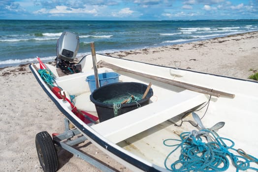 small fishing boats on a danish beach