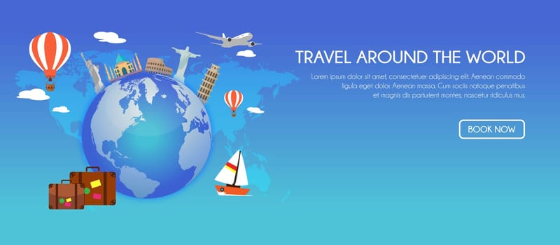 Travel Around the World. Landmark architecture of the world. Vector travel concept