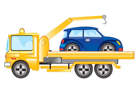 Car with tap for evacuation on white background is insulated