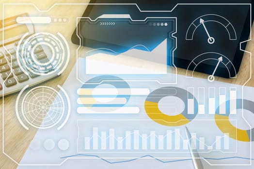 financial graph on virtual technology screen, soft light effect