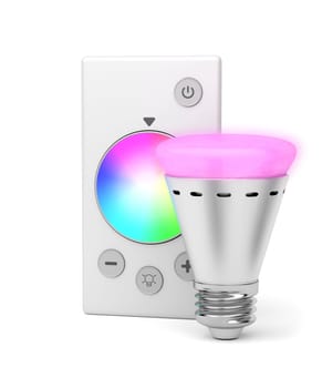 Color changing LED light bulb and remote control