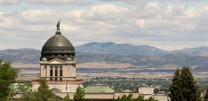 The sun hits the capital building in Helena late in the afternoon