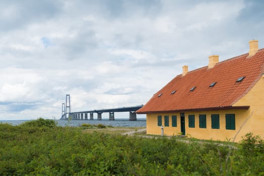 The great belt bridge in denmark, connecting Zealand with Funen, seen from Zealand