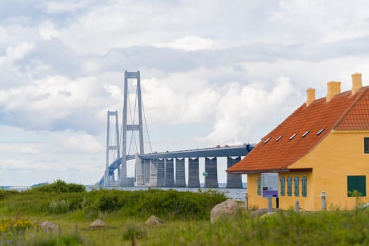 The great belt bridge in denmark, connecting Zealand with Funen, seen from Zealand