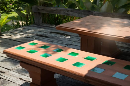 Outdoor Table And Chair In Garden, stock photo
