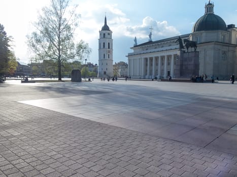 the cathedral in Vilnius on a big square